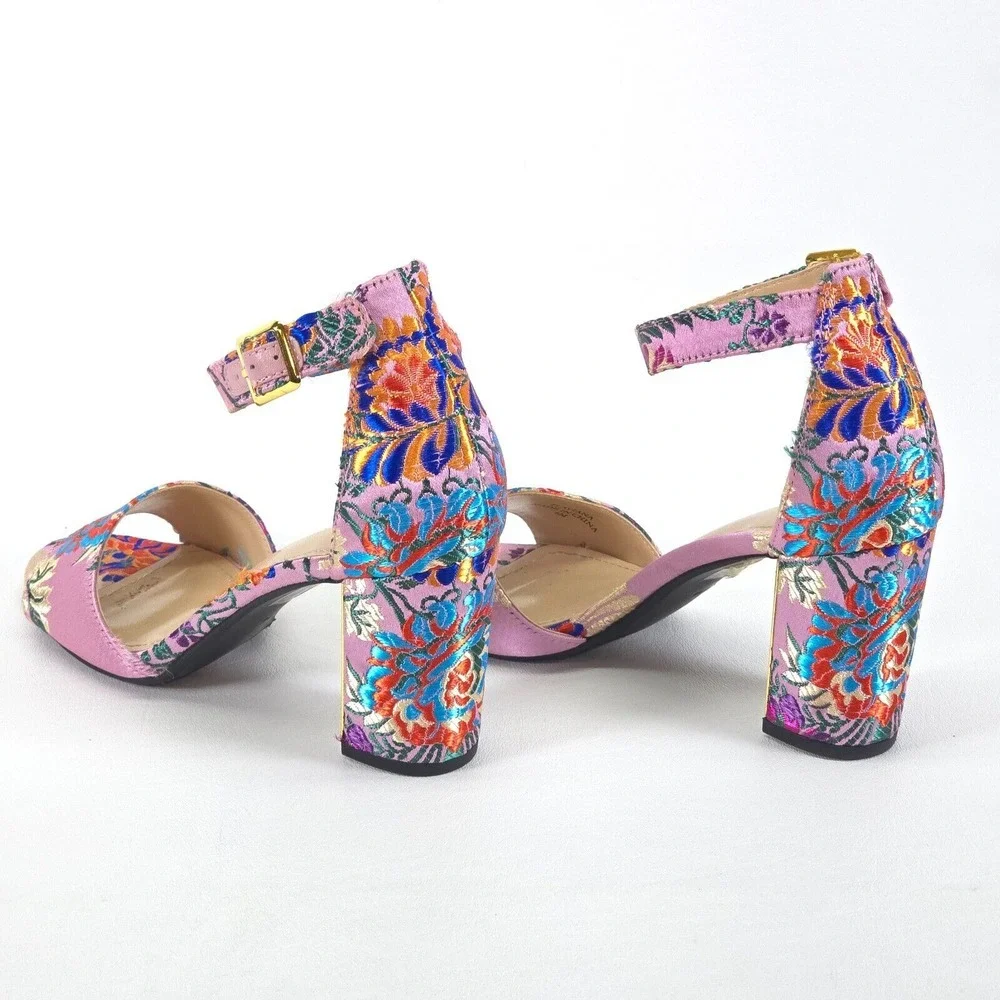 J Renee Flaviana High Heel Pumps Women 6M Floral Peep Toe Strappy Office Siren‎